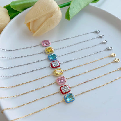 [Love More]2.0 Carat Sparkling Colorful Emerald Cut Daily Bracelet