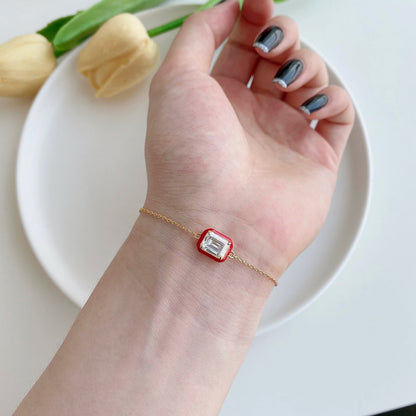 [Love More]2.0 Carat Sparkling Colorful Emerald Cut Daily Bracelet