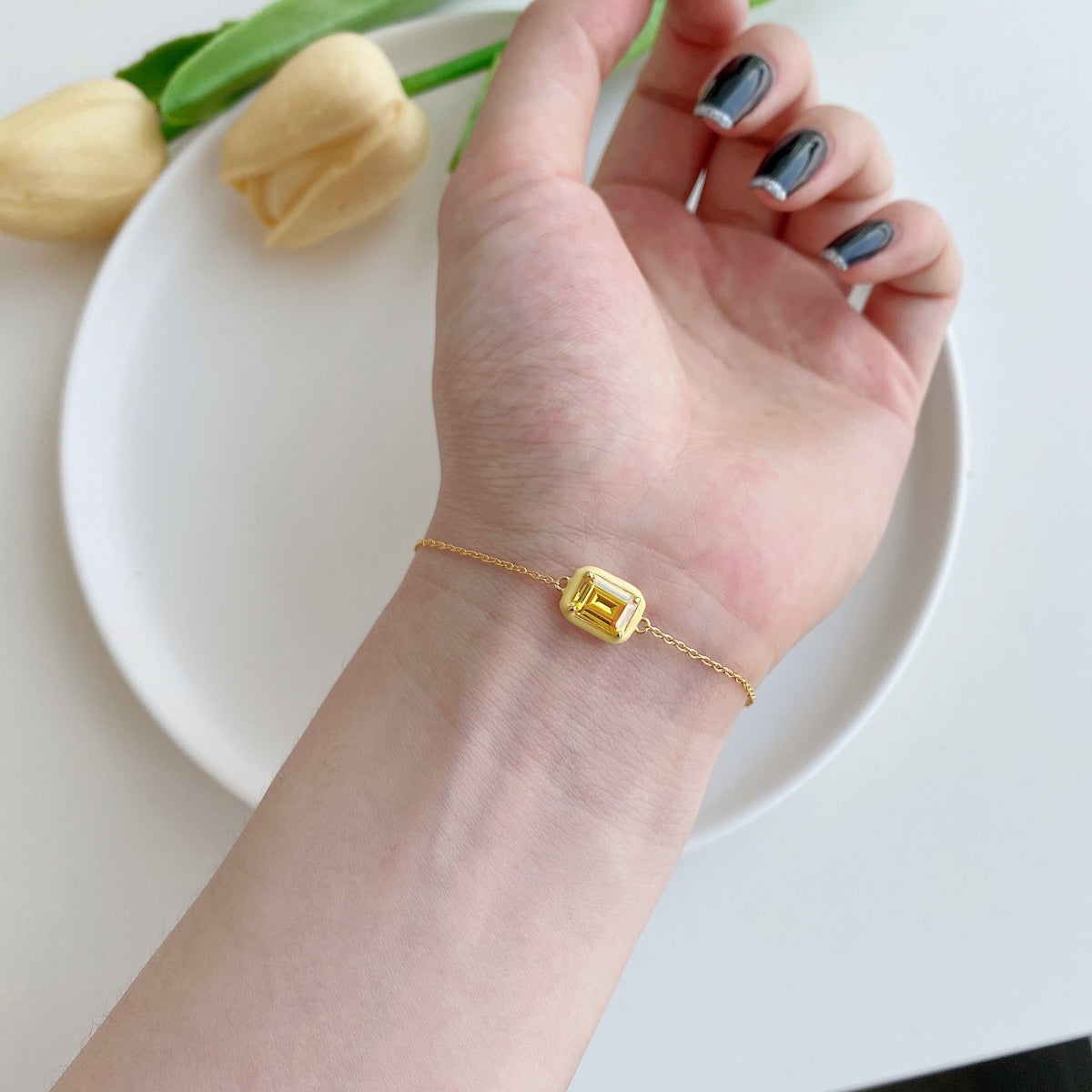 [Love More]2.0 Carat Sparkling Colorful Emerald Cut Daily Bracelet