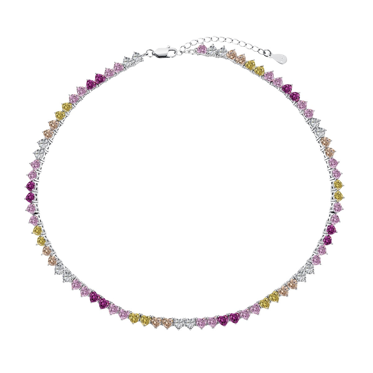 [Love More]Sparkling Colorful Full Heart Tennis Necklace
