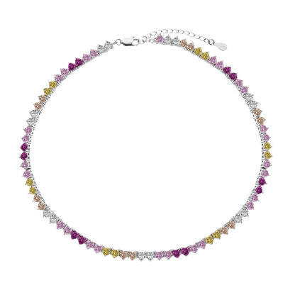 [Love More]Sparkling Colorful Full Heart Tennis Necklace