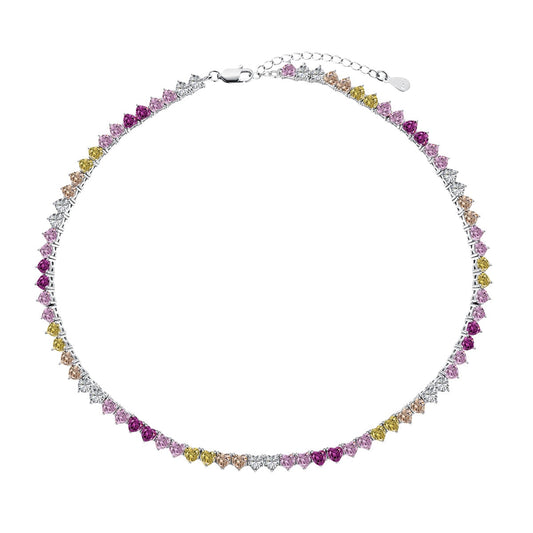 [Love More]Sparkling Colorful Full Heart Tennis Necklace