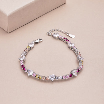 [Love More]Romantic Heart Shape Round Cut Lover Bracelet