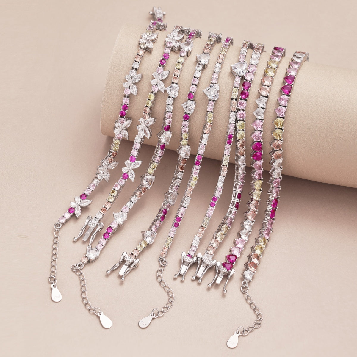 [Love More]Sparkling Colorful Full Heart Tennis Necklace