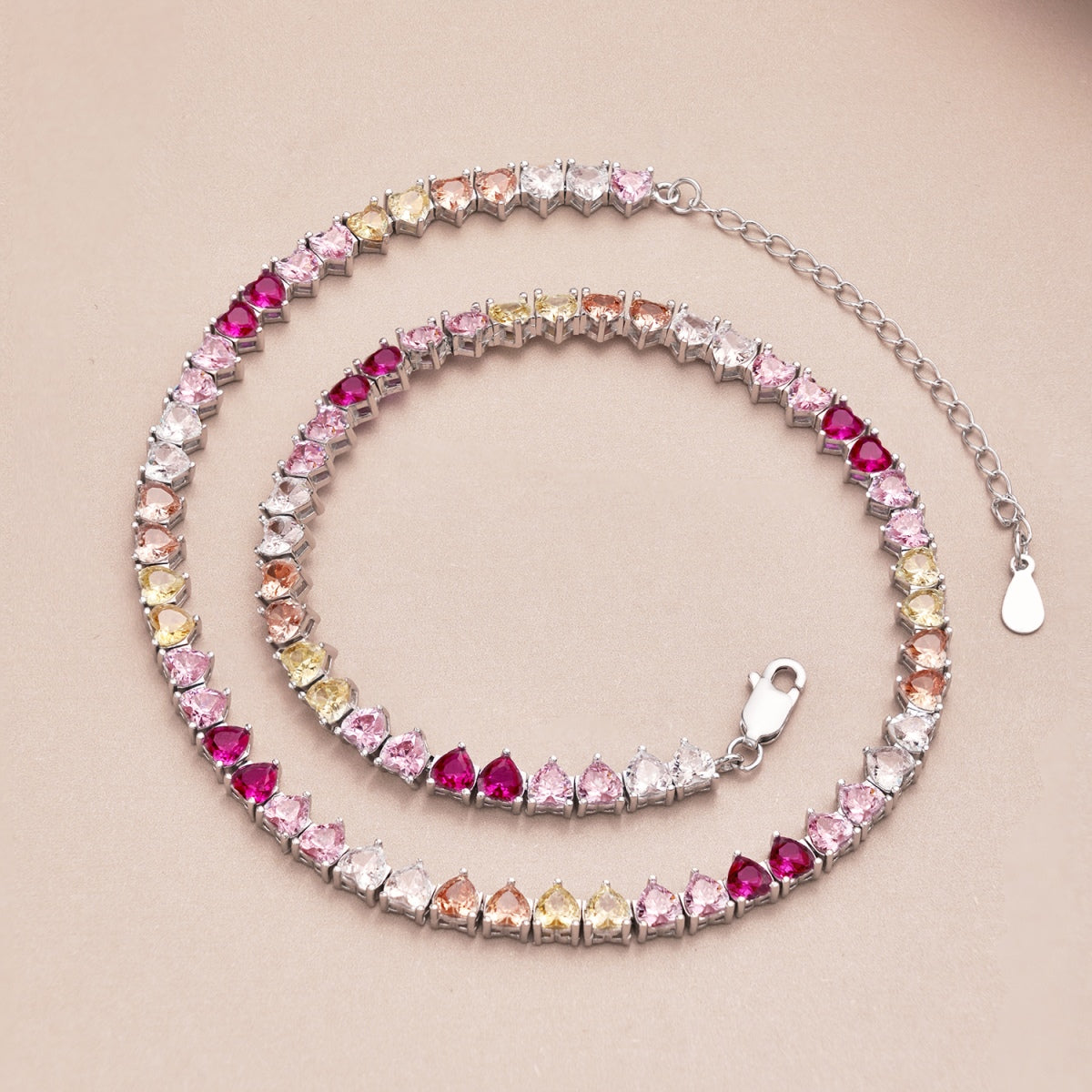 [Love More]Sparkling Colorful Full Heart Tennis Necklace