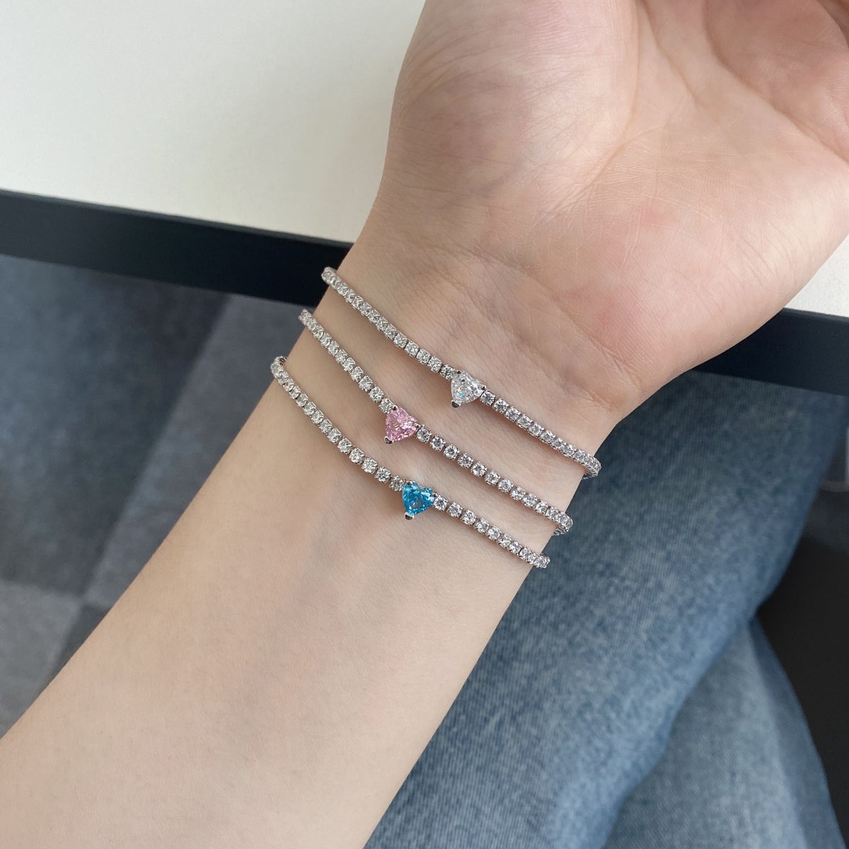 [Love More]0.5 Carat Elegant Romantic Heart Shape Lover Bracelet