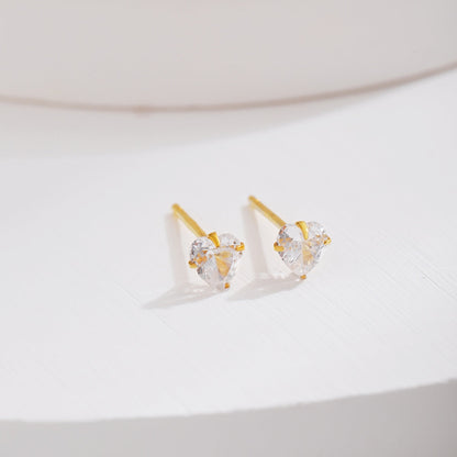 [Love More]Sparkling Heart Shaped Simple Earrings