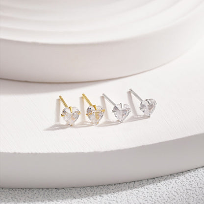 [Love More]Sparkling Heart Shaped Simple Earrings