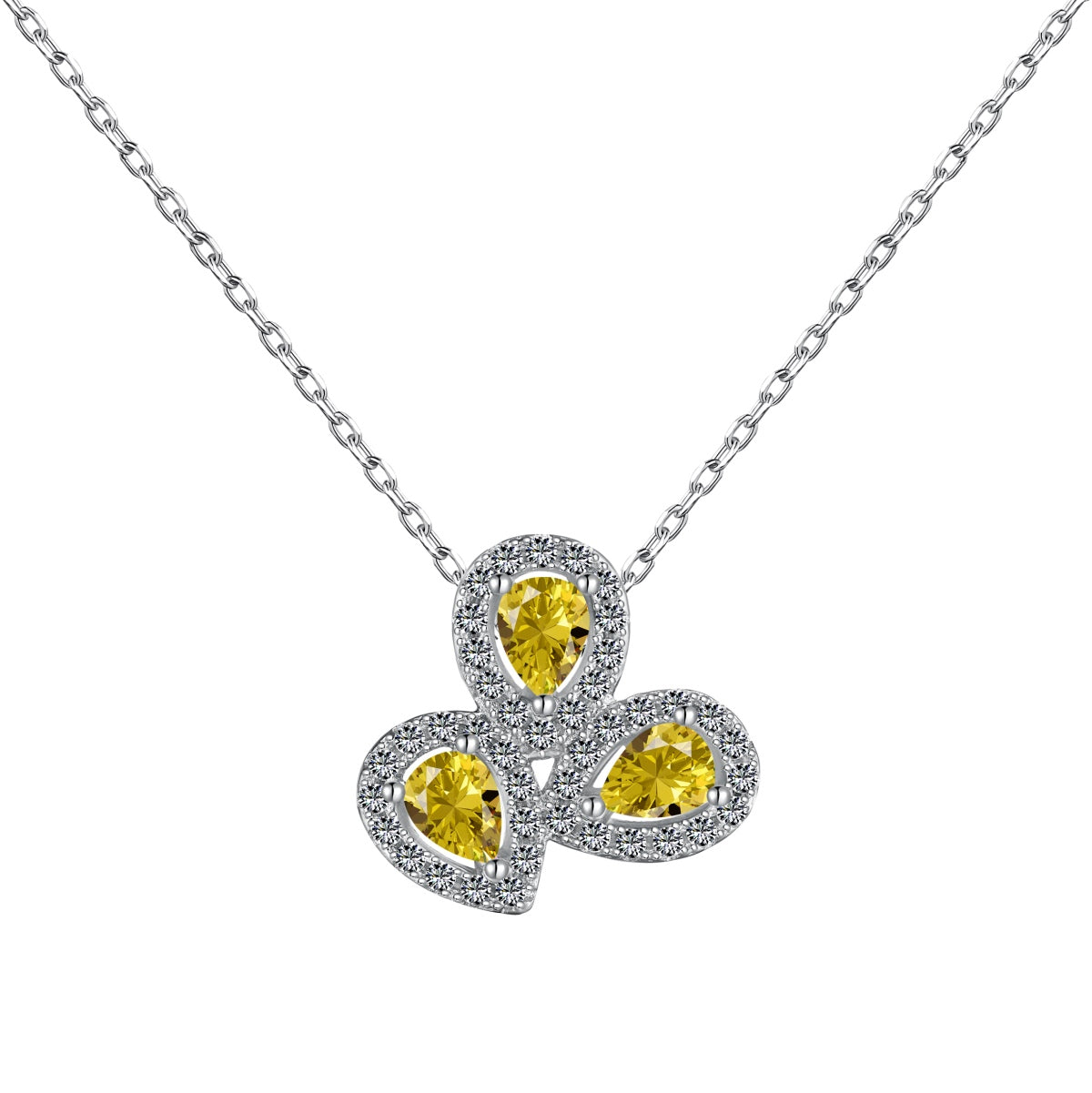 [Love More]Elegant Flower Shape Pear Cut Necklace