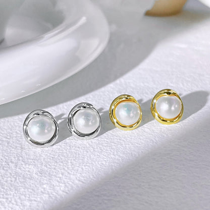 [Love More]Dainty Bread Pearl Earrings