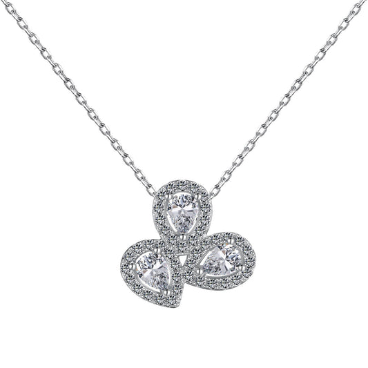 [Love More]Elegant Flower Shape Pear Cut Necklace
