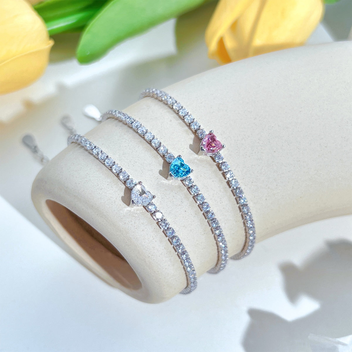 [Love More]0.5 Carat Elegant Romantic Heart Shape Lover Bracelet