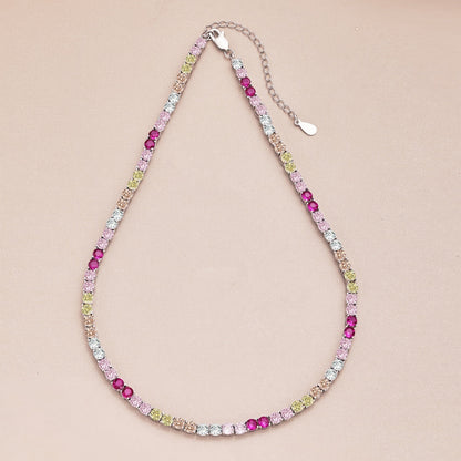 [Love More]Delicate Colorful Tennis Necklace