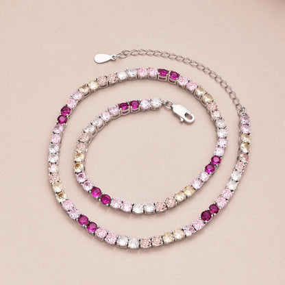 [Love More]Delicate Colorful Tennis Necklace
