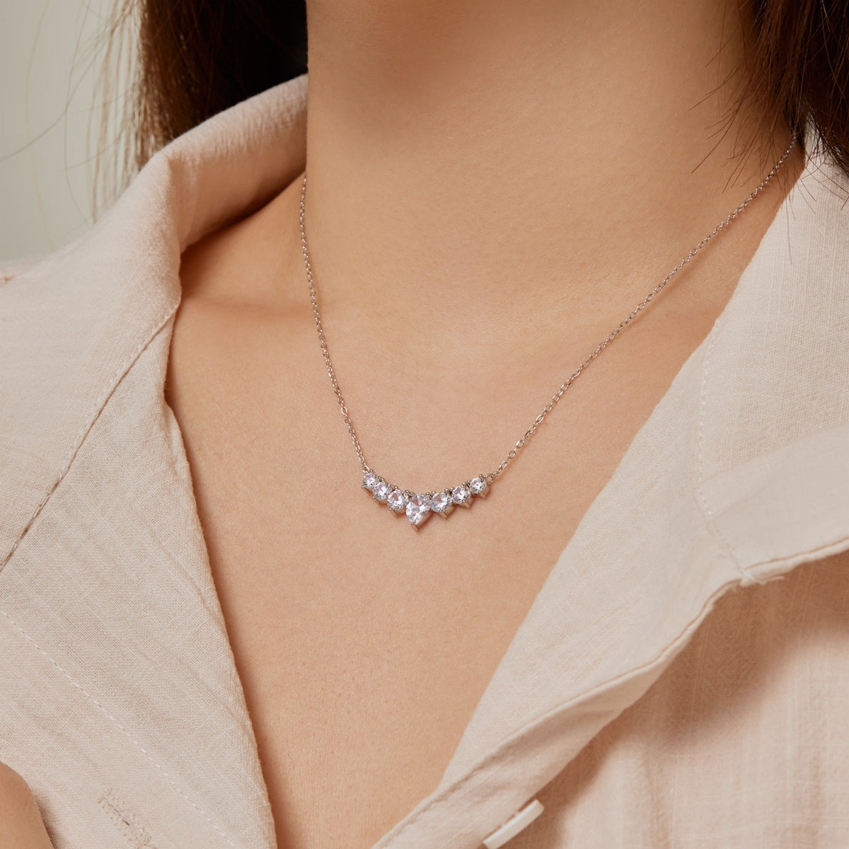 [Love More]Dainty Colorful Heart Necklace