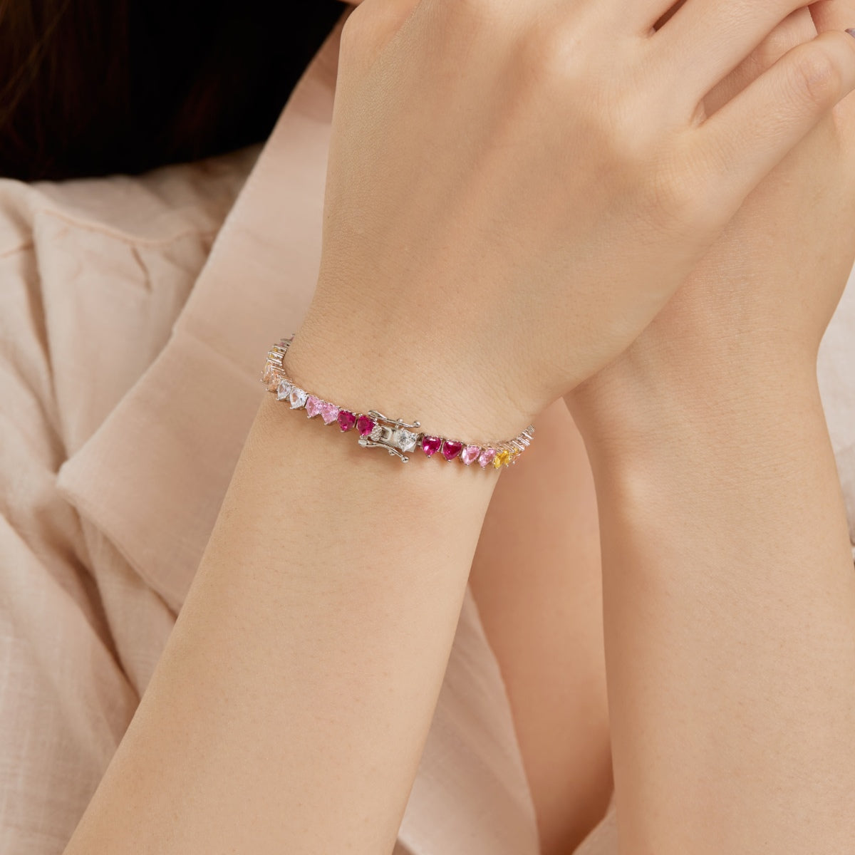 [Love More]Luxurious Colorful Romantic Heart Shape Lover Bracelet