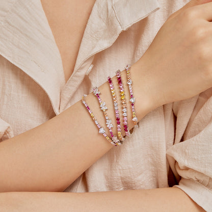 [Love More]Luxurious Colorful Romantic Heart Shape Lover Bracelet