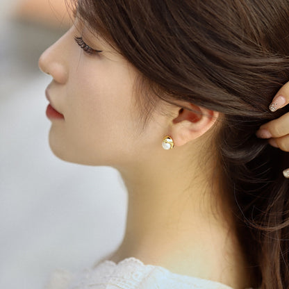 [Love More]Dainty Bread Pearl Earrings