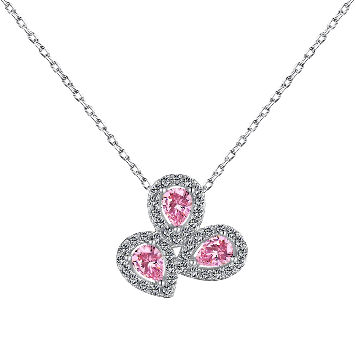 [Love More]Elegant Flower Shape Pear Cut Necklace