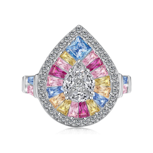 [Love More]Elegant Colorful Water Drop Shape Banquet Ring