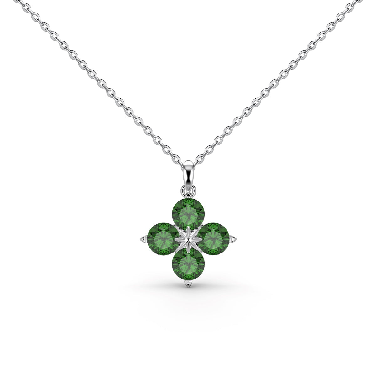 [Love More]Four-Leaf Clover And Eight-Pointed Star Necklace