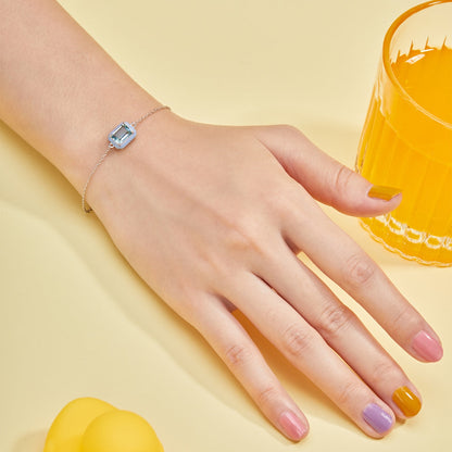 [Love More]2.0 Carat Sparkling Colorful Emerald Cut Daily Bracelet