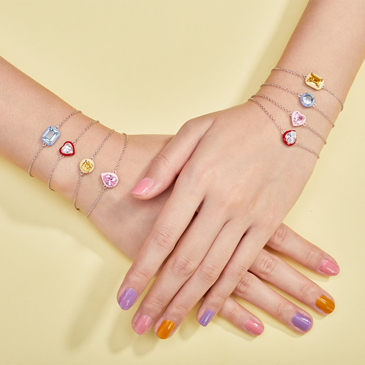 [Love More]2.0 Carat Sparkling Colorful Emerald Cut Daily Bracelet