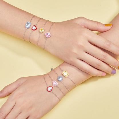 [Love More]2.0 Carat Sparkling Colorful Emerald Cut Daily Bracelet