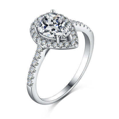 [Love More]1.0 Carat Luxurious Resplendent Water Drop Shape Wedding Ring