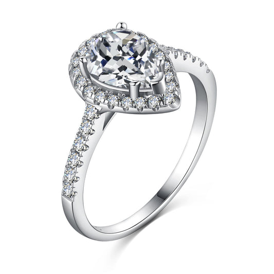 [Love More]1.0 Carat Luxurious Resplendent Water Drop Shape Wedding Ring