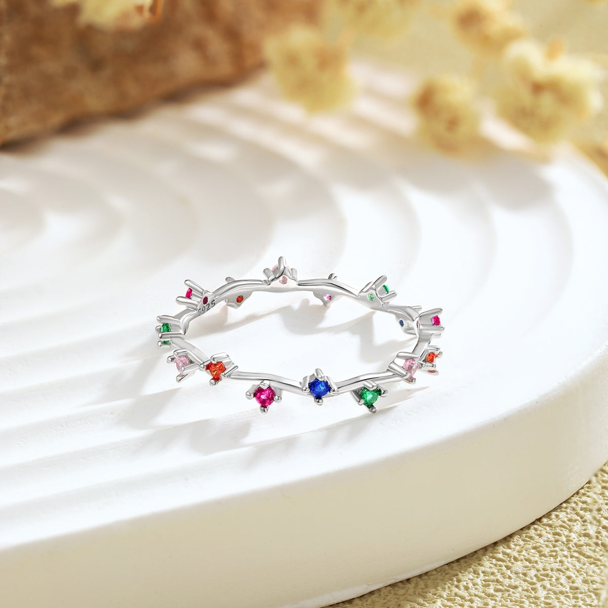 [Love More]Radiant Colorful Round Cut Daily Ring