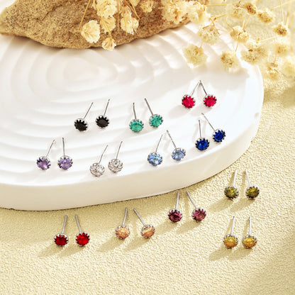 [Love More]Sparkling Colorful Round Shape Earrings