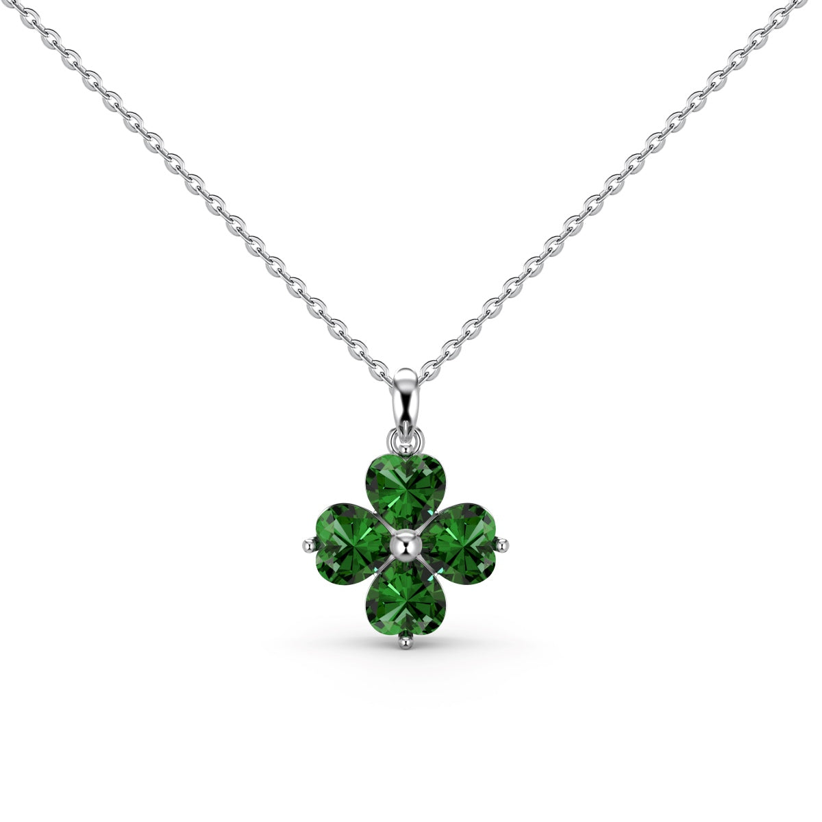 [Love More]Heart-Shaped Four-Leaf Clover Bead Necklace