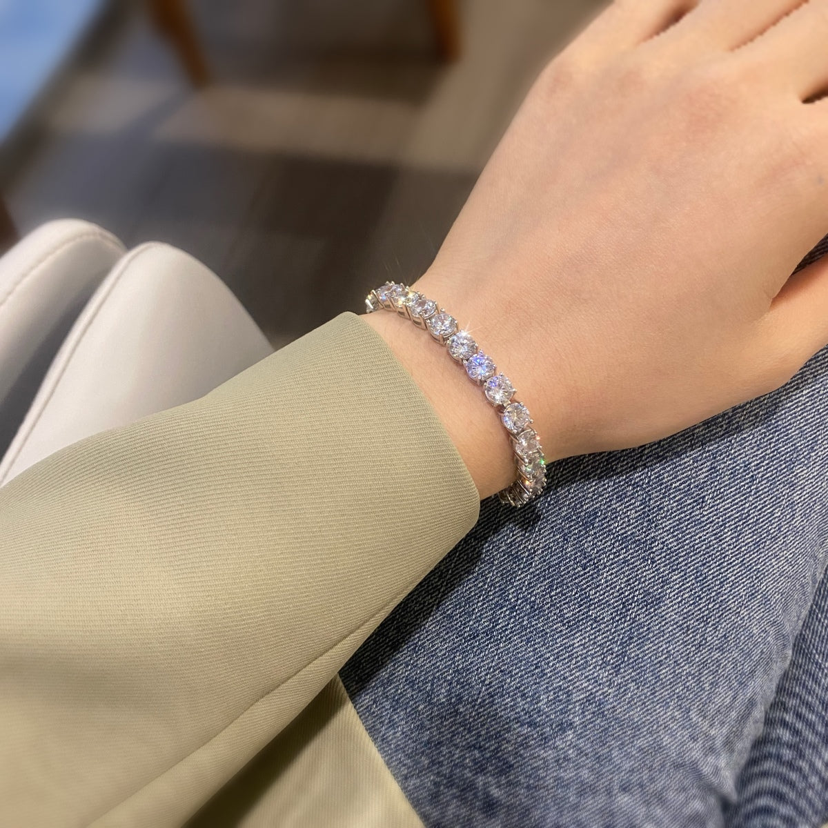 [Love More]0.75 Carat Dazzling Round Cut Wedding Bracelet