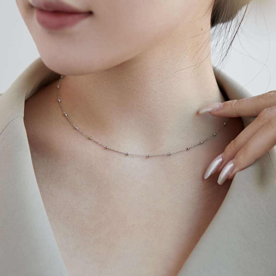 [Love More]Small Bead Clavicle Chain Simple Necklace