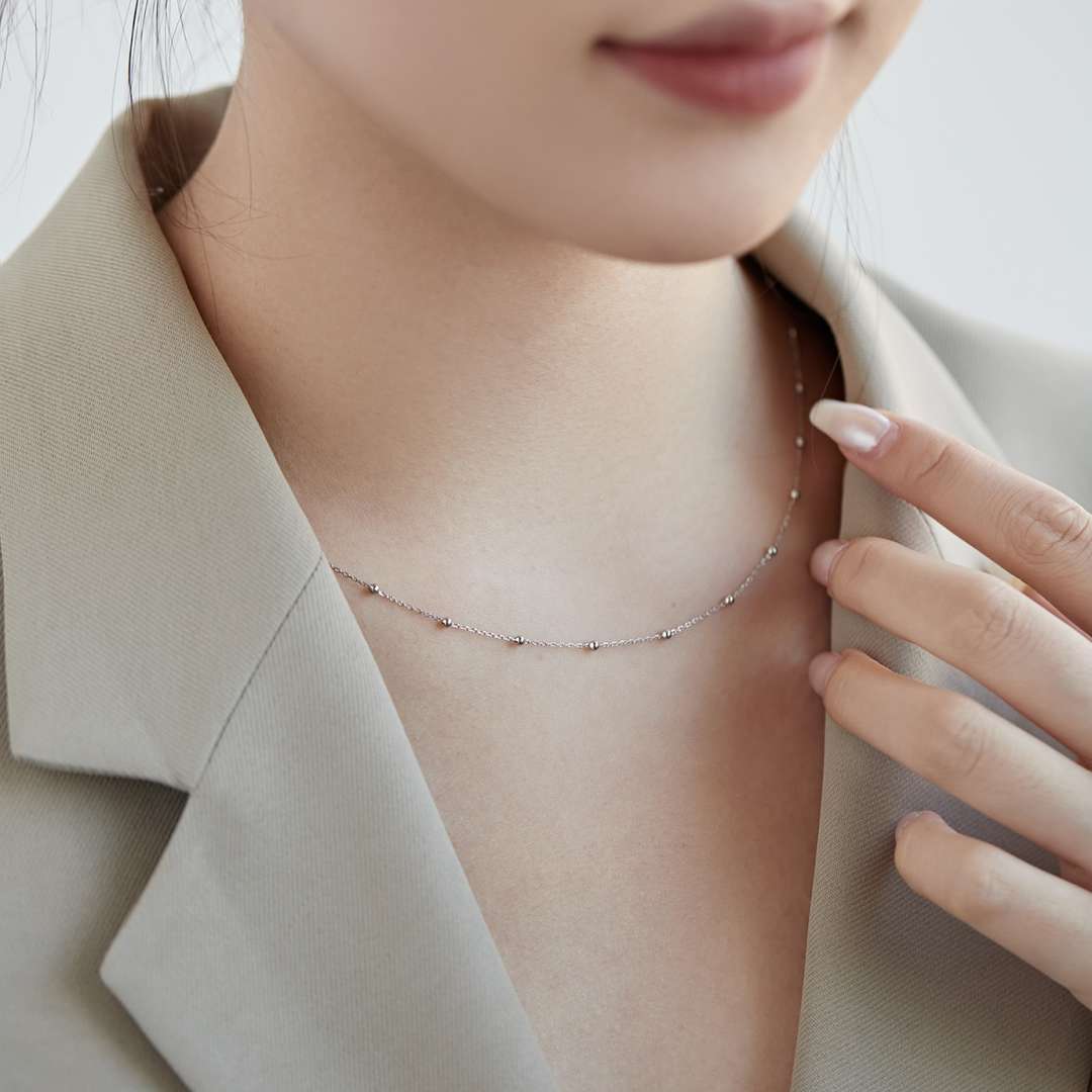 [Love More]Small Bead Clavicle Chain Simple Necklace