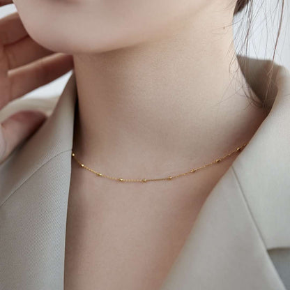 [Love More]Small Bead Clavicle Chain Simple Necklace