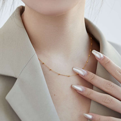 [Love More]Small Bead Clavicle Chain Simple Necklace