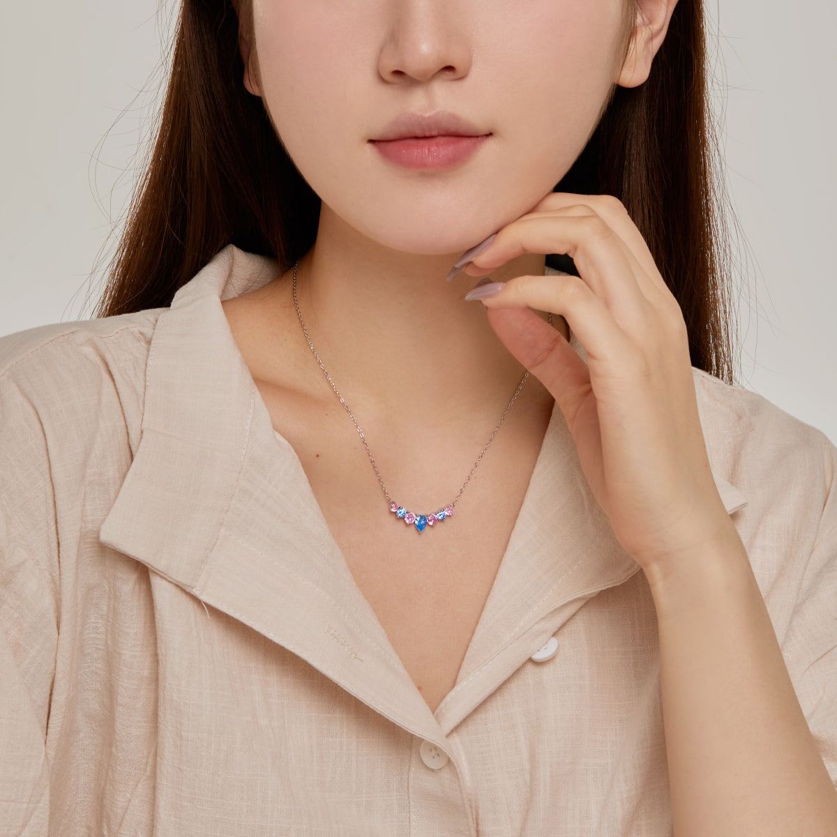 [Love More]Dainty Colorful Heart Necklace