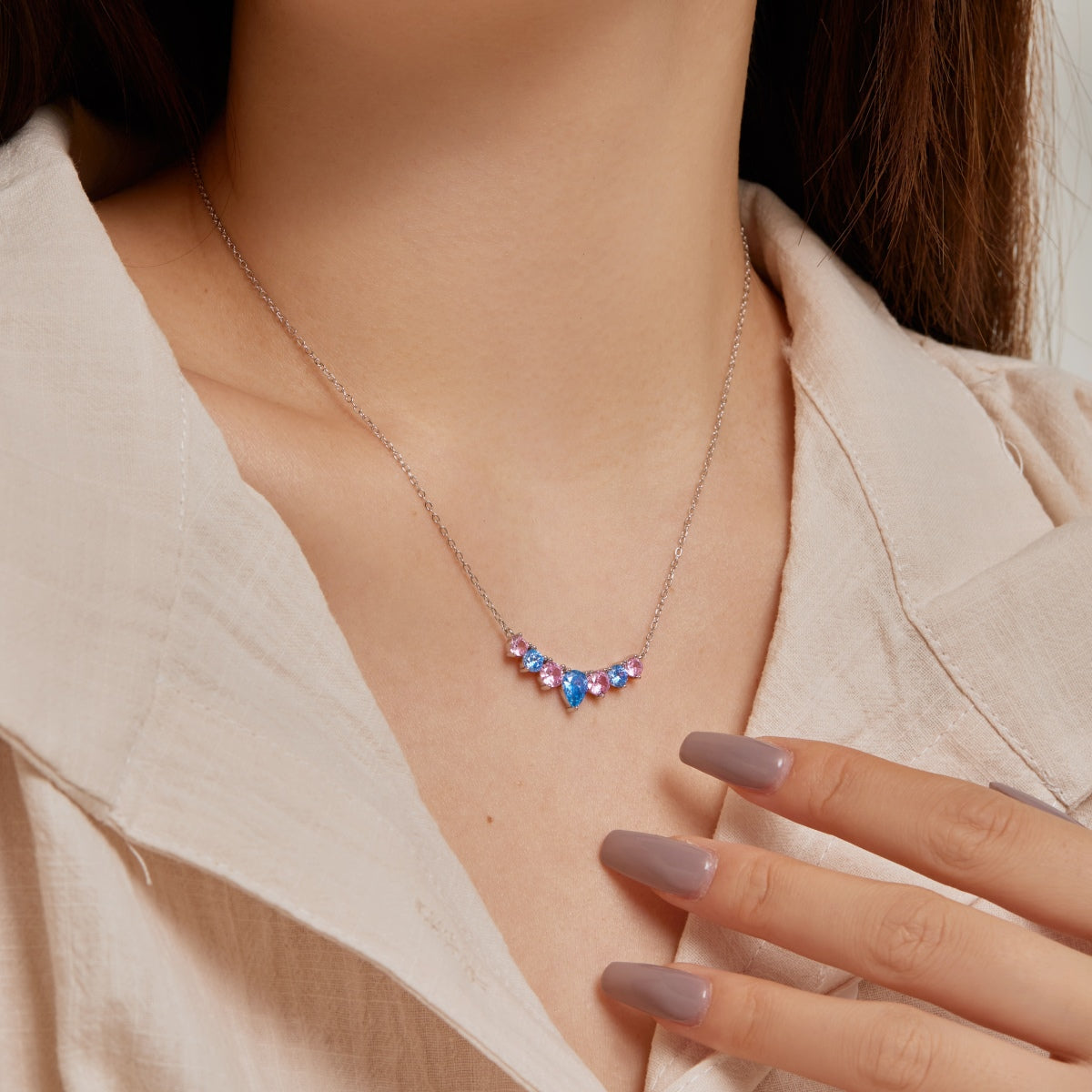 [Love More]Dainty Colorful Heart Necklace