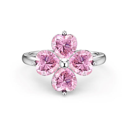 [Love More]Heart-shaped Four-Leaf Clover Ball Ring
