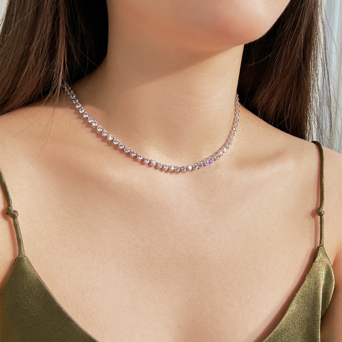 [Love More]Ornate Heart Cut Tennis Necklace