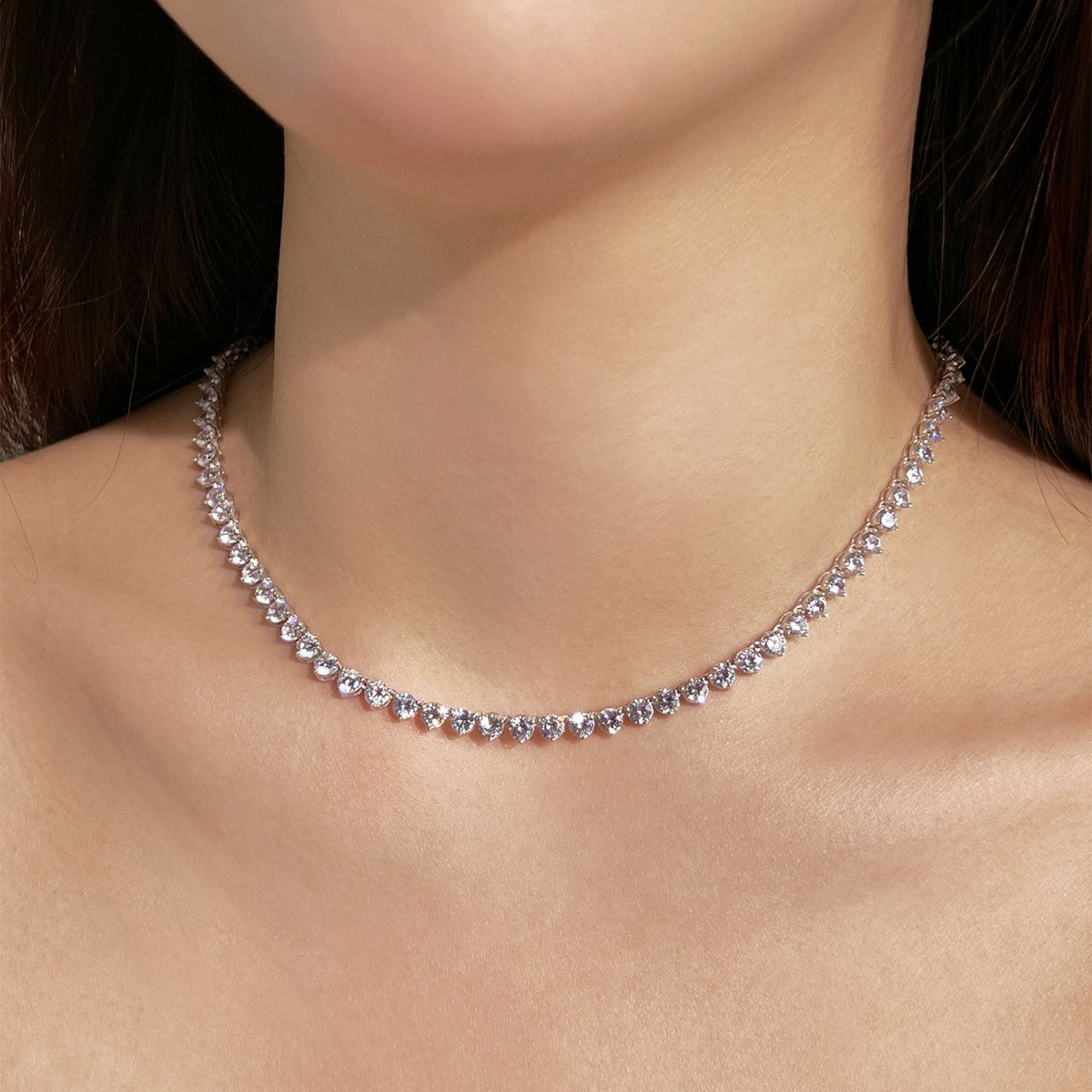 [Love More]Ornate Heart Cut Tennis Necklace