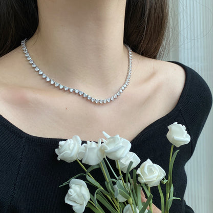 [Love More]Ornate Heart Cut Tennis Necklace