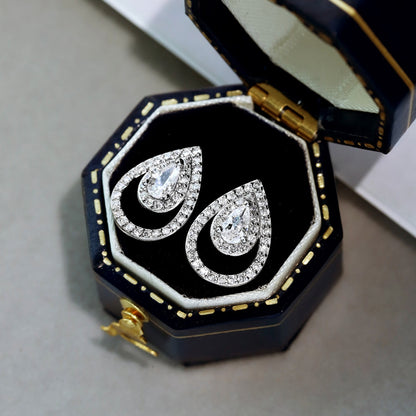 [Love More]Sparkling Delicate Water Drop Shape Daily Earrings