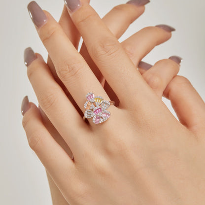 [Love More]Sparkling Colorful Water Drop Shape Daily Ring