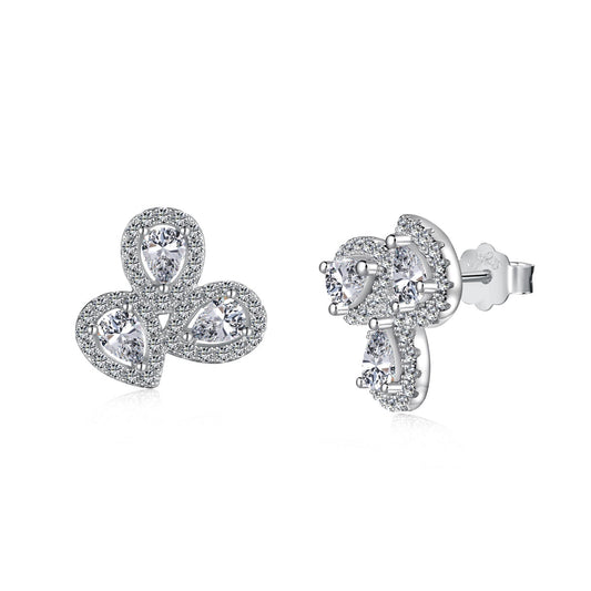 [Love More]Ornate Flower Shape Pear Cut Lover Earrings