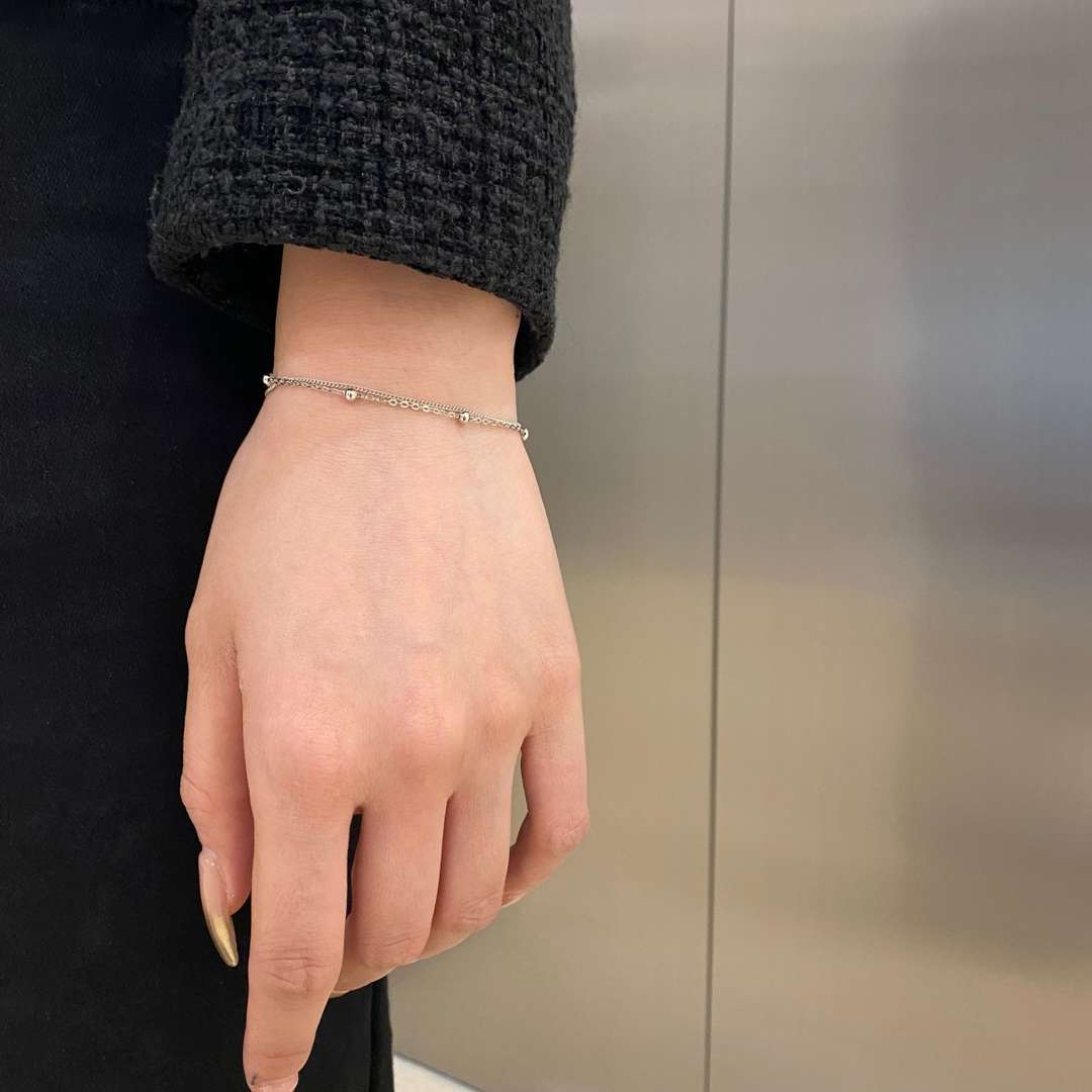[Love More]Delicate Bead Double Layer Bracelet
