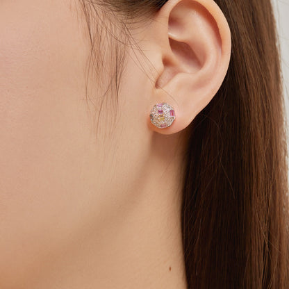 [Love More]Ornate Colorful Octagon Shape Daily Earrings