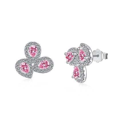 [Love More]Ornate Flower Shape Pear Cut Lover Earrings